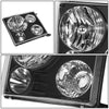 94-00 Chevy GMC C/K 1500 2500 3500 Black Housing Headlights+Silver Front Grille