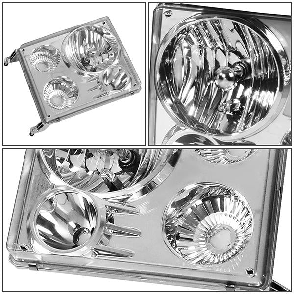 94-00 Chevy GMC C/K 1500 2500 3500 Chrome Housing Headlights+Silver Front Grille