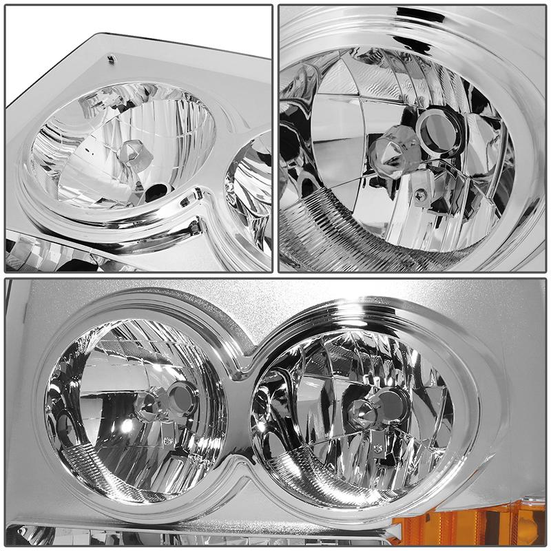 99-02 Chevy Silverado 1500 2500 LD Chrome Housing DRL Headlights+Chrome Front Grille