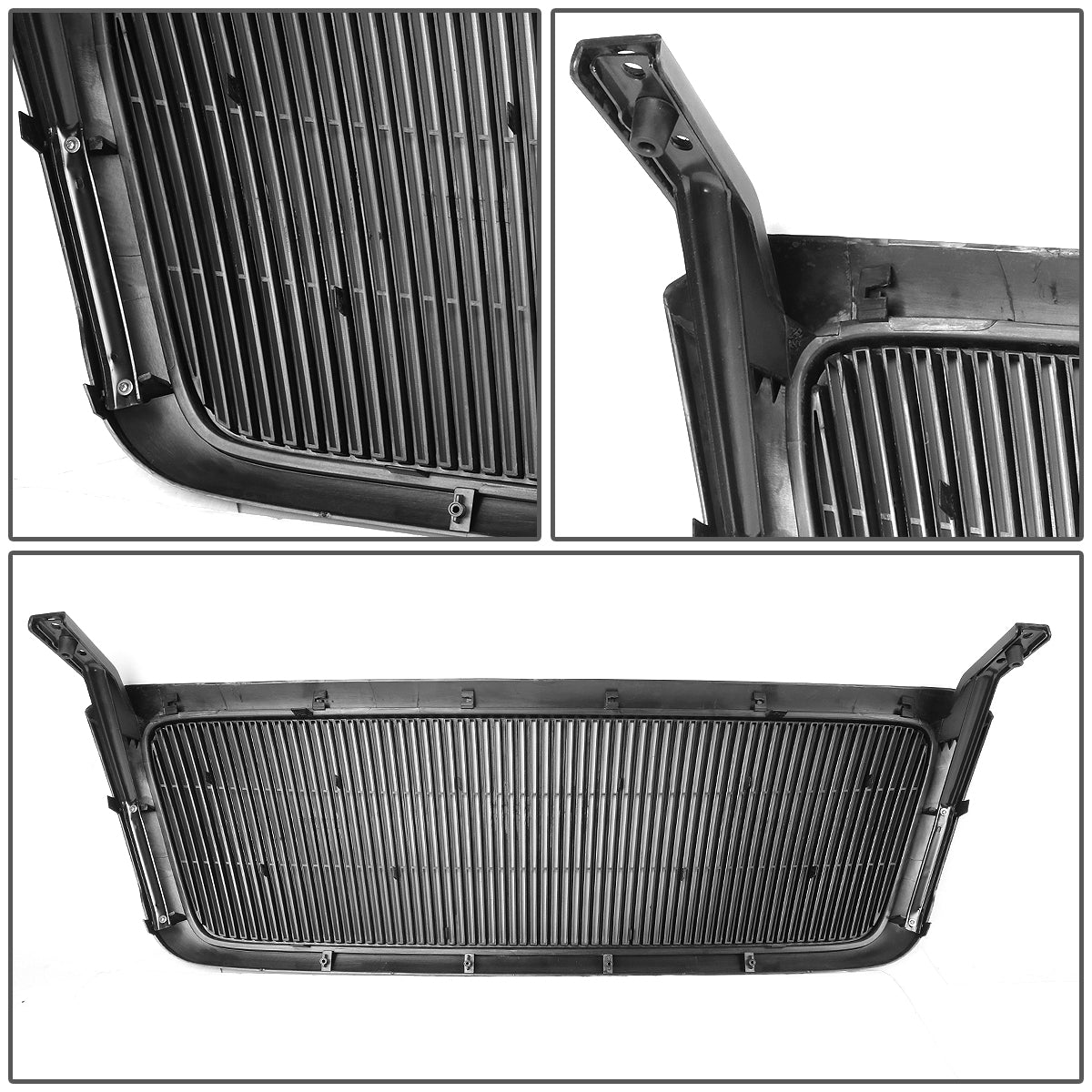 04-08 Ford F150 Front Grille - Badgeless Vertical Fence Style - Black