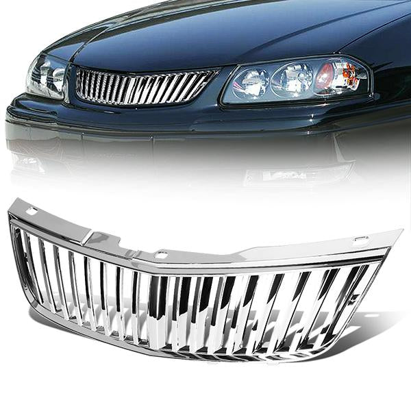 00-05 Chevy Impala Front Grille - Badgeless Vertical Fence Style - Chrome