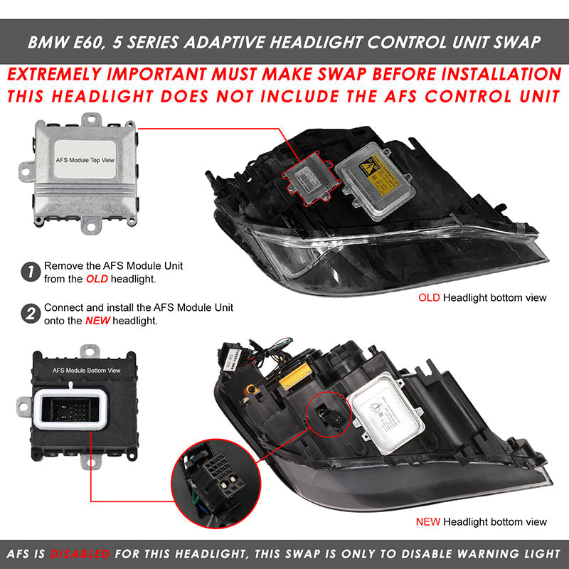 LED DRL Halo Switchback Projector Headlights<br>08-10 BMW 528i 535i 550i M5