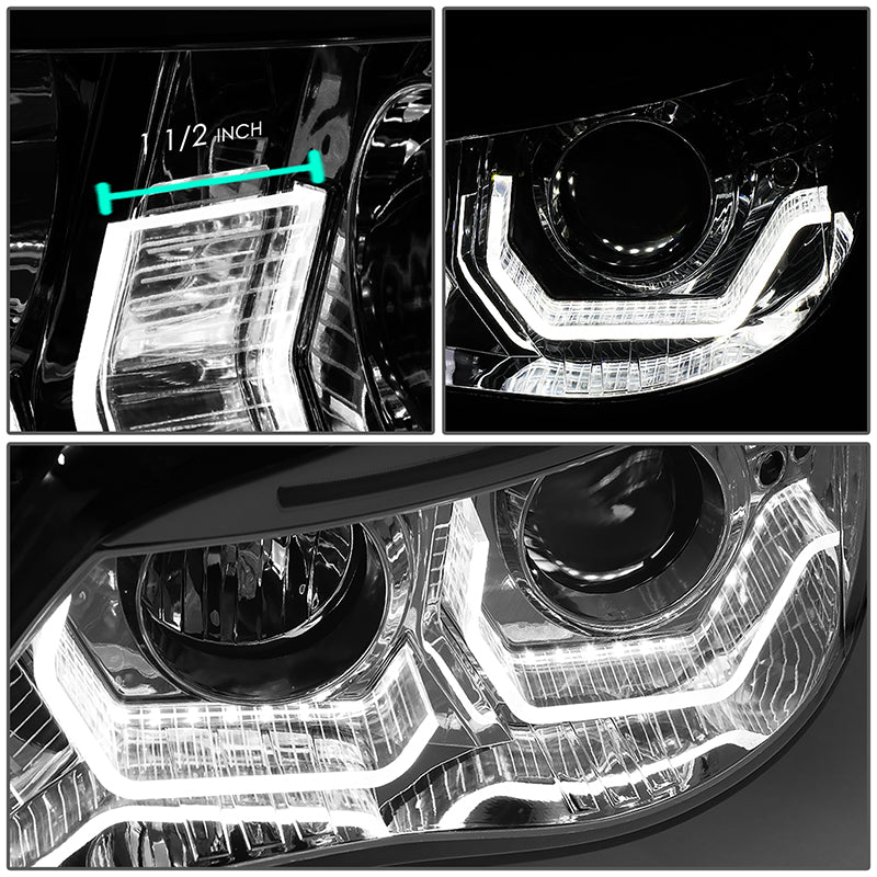 LED DRL Halo Switchback Projector Headlights<br>08-10 BMW 528i 535i 550i M5