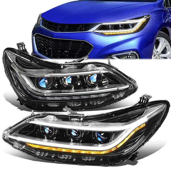 LED DRL Sequential Projector Headlights<br>16-19 Chevy Cruze
