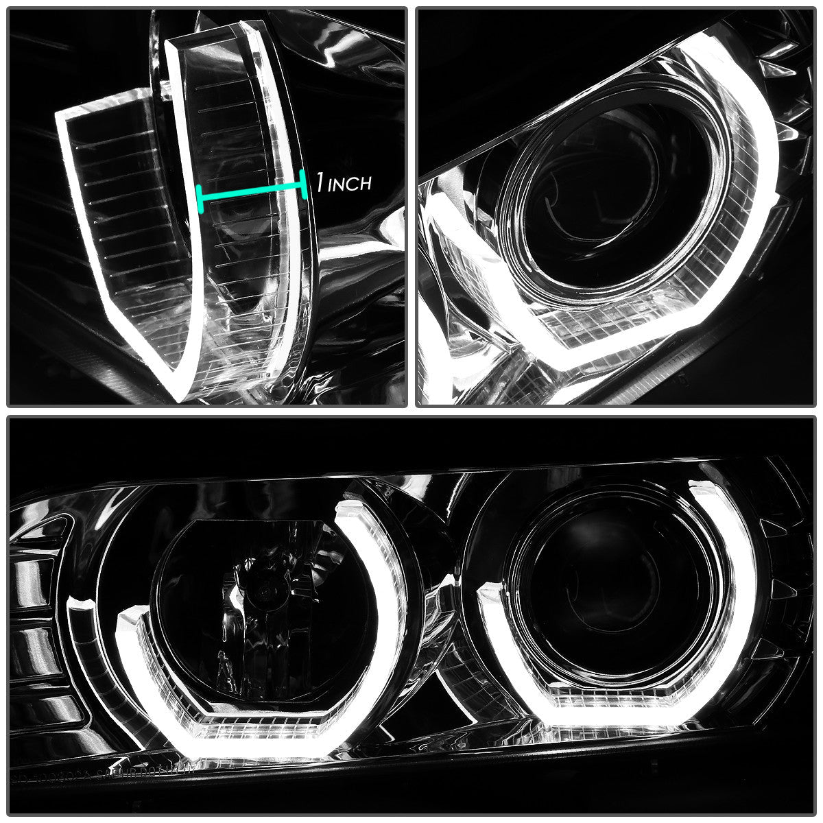 LED DRL U-Halo Projector Headlights<br>01-03 BMW 525i 530i M5