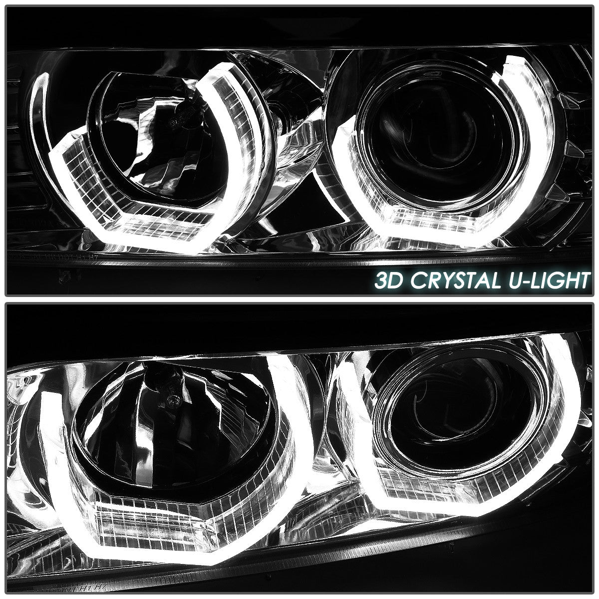 LED DRL U-Halo Projector Headlights<br>01-03 BMW 525i 530i M5