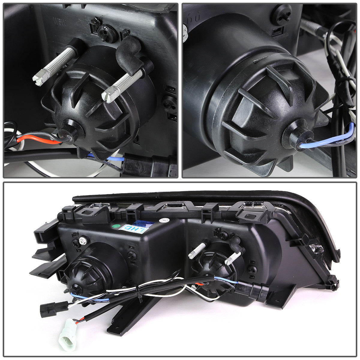 LED DRL U-Halo Projector Headlights<br>2001 BMW 320i 325i/Xi 330i/Xi, 99-00 323i 328i