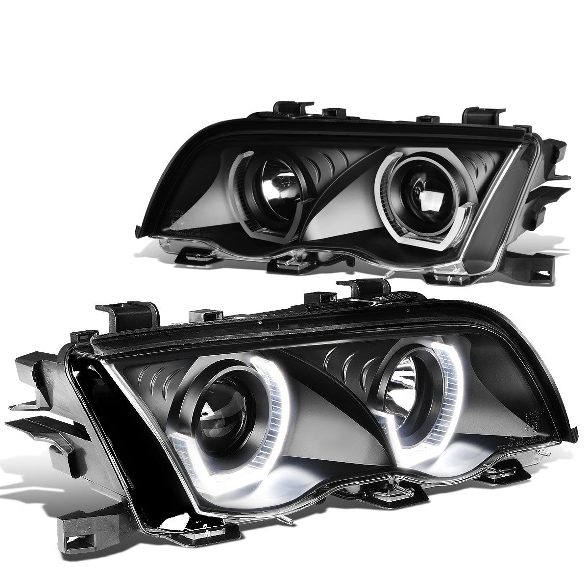 LED DRL U-Halo Projector Headlights<br>2001 BMW 320i 325i/Xi 330i/Xi, 99-00 323i 328i