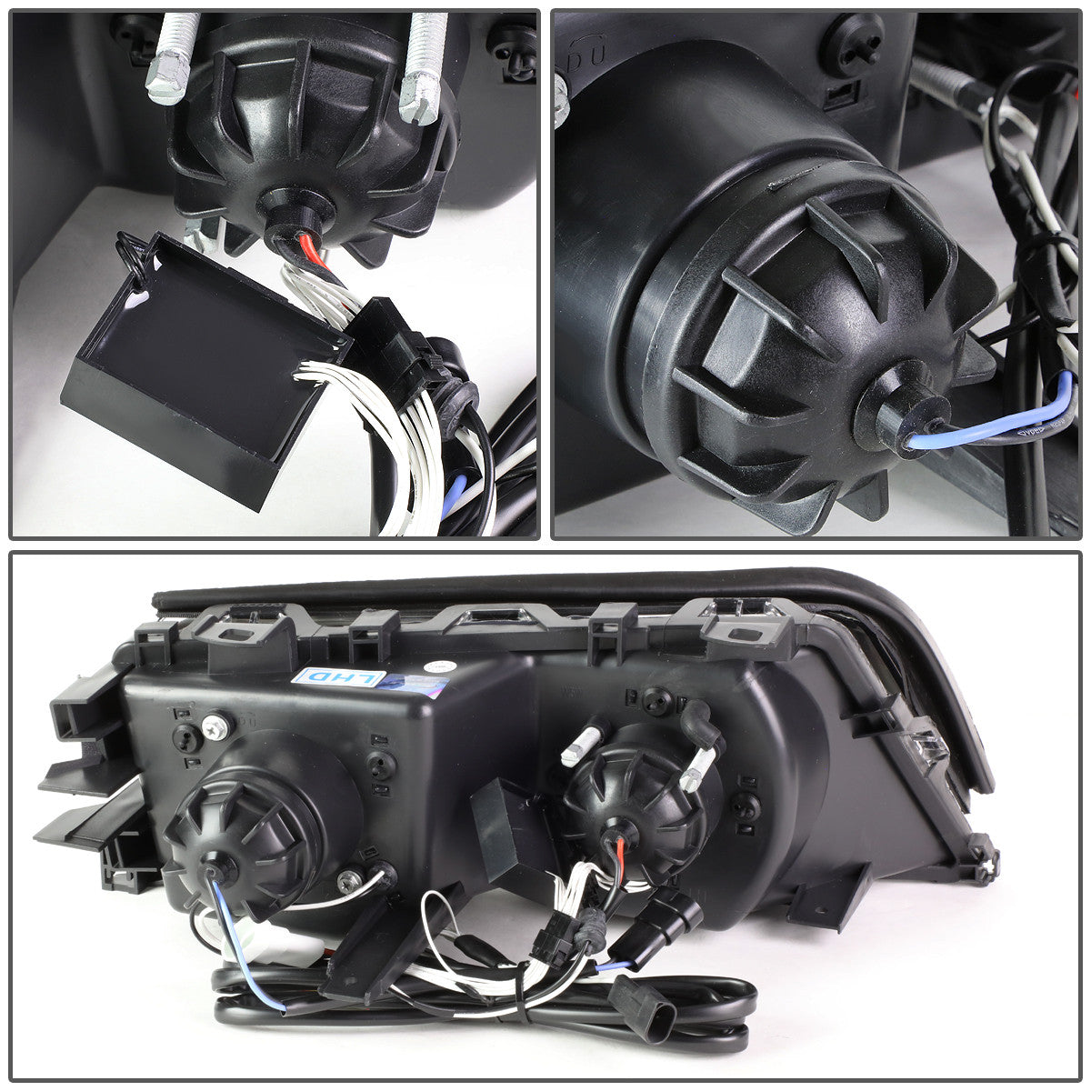 LED DRL U-Halo Projector Headlights<br>2001 BMW 320i 325i/Xi 330i/Xi, 99-00 323i 328i