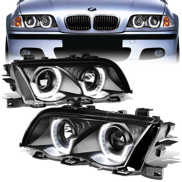 LED DRL U-Halo Projector Headlights<br>2001 BMW 320i 325i/Xi 330i/Xi, 99-00 323i 328i