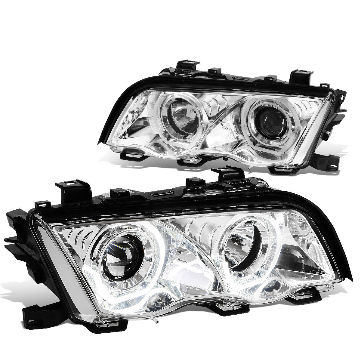 LED DRL U-Halo Projector Headlights<br>2001 BMW 320i 325i/Xi 330i/Xi, 99-00 323i 328i