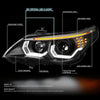 LED DRL U-Halo Projector Headlights<br>04-07 BMW 525i 530i, 06-07 525Xi 530Xi 550i