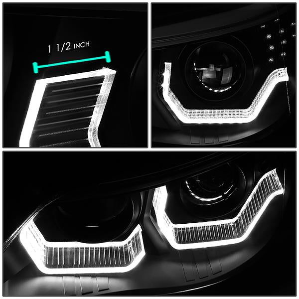 LED DRL U-Halo Projector Headlights<br>04-07 BMW 525i 530i, 06-07 525Xi 530Xi 550i