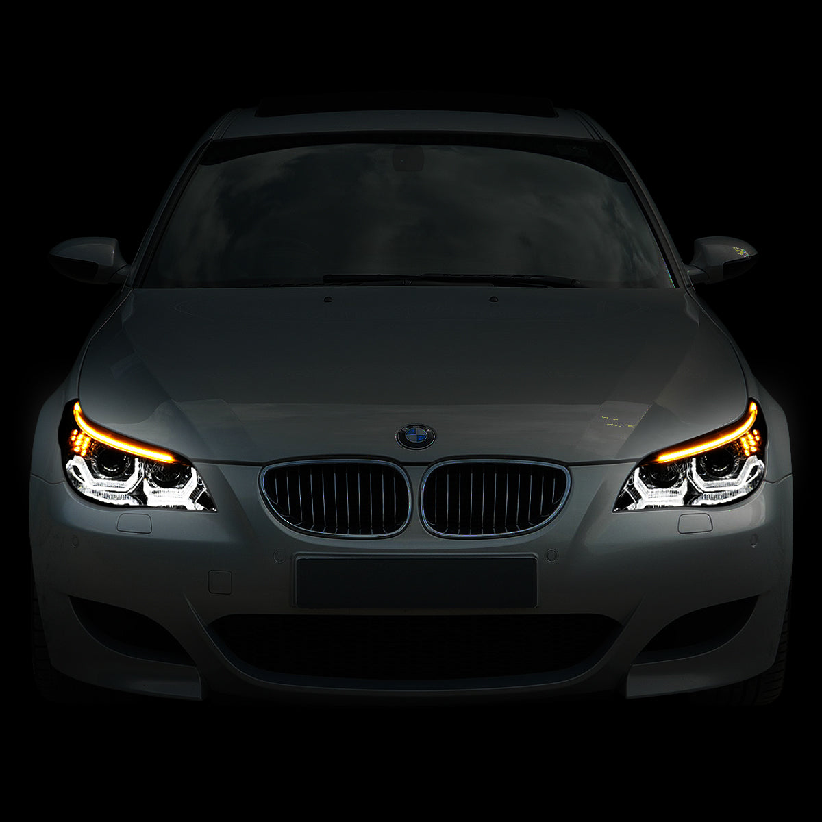 LED DRL U-Halo Projector Headlights<br>04-07 BMW 525i 530i, 06-07 525Xi 530Xi 550i