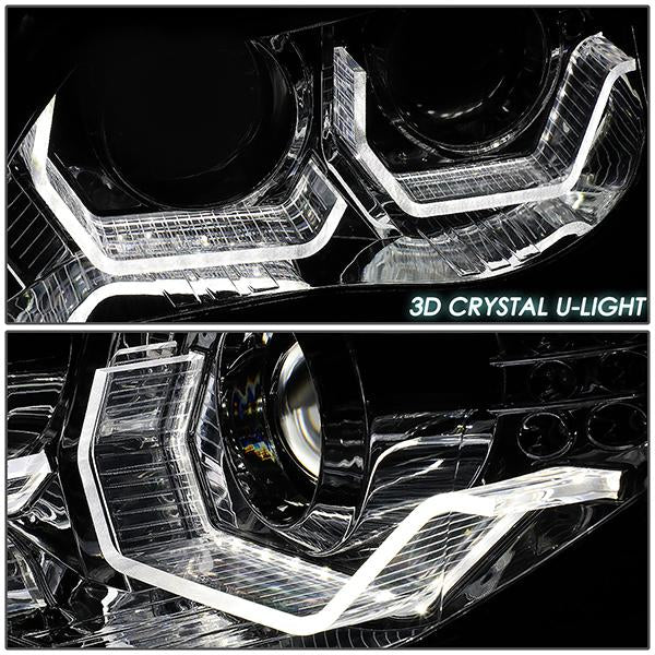 LED DRL U-Halo Projector Headlights<br>04-07 BMW 525i 530i, 06-07 525Xi 530Xi 550i