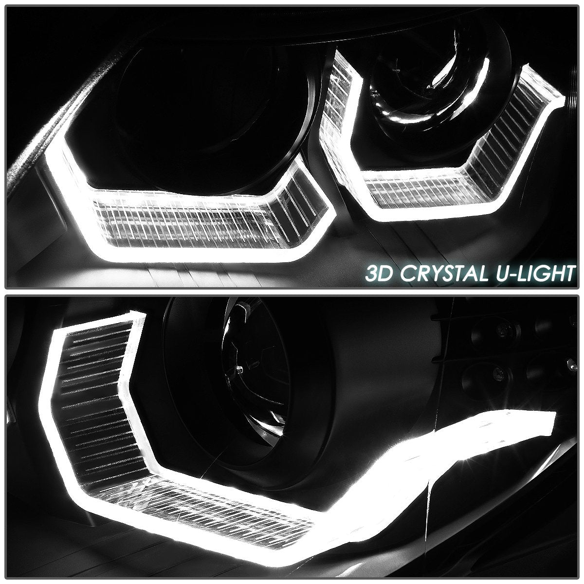LED DRL U-Halo Projector Headlights<br>08-10 BMW 528i 535i 550i M5, 2008 528Xi 535Xi