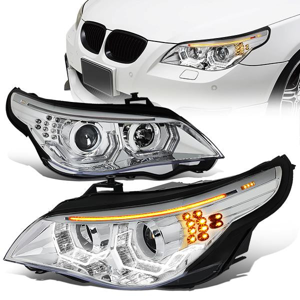 LED DRL U-Halo Projector Headlights<br>08-10 BMW 528i 535i 550i M5, 2008 528Xi 535Xi