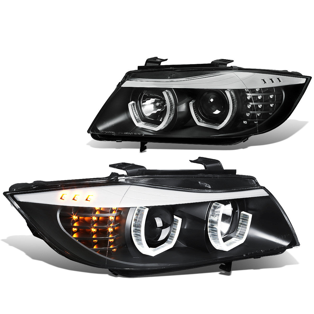 LED DRL U-Halo Projector Headlights<br>06-08 BMW 323i 328i/Xi 335Xi, 2006 325Xi 330i/Xi
