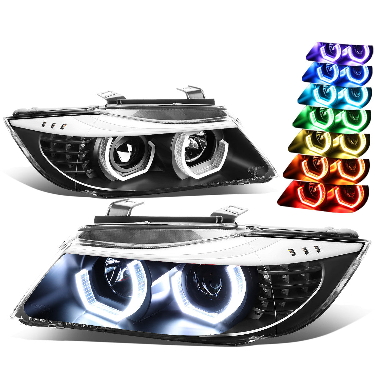 LED DRL U-Halo Projector Headlights<br>06-08 BMW 323i 328i/Xi 335Xi, 2006 325Xi 330i/Xi