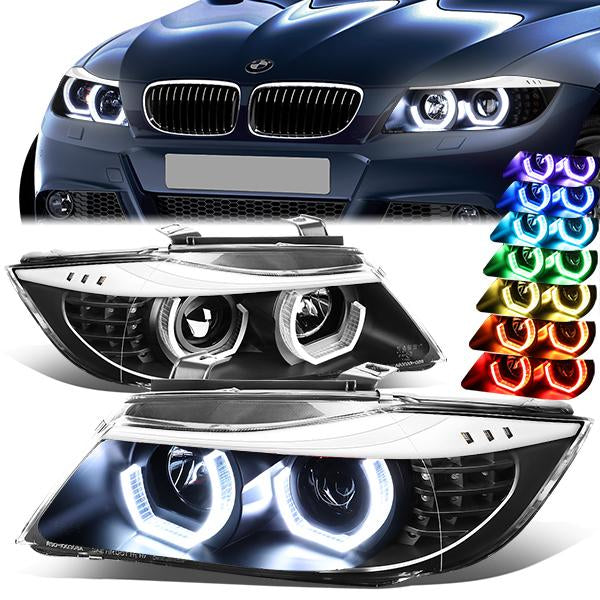 LED DRL U-Halo Projector Headlights<br>06-08 BMW 323i 328i/Xi 335Xi, 2006 325Xi 330i/Xi