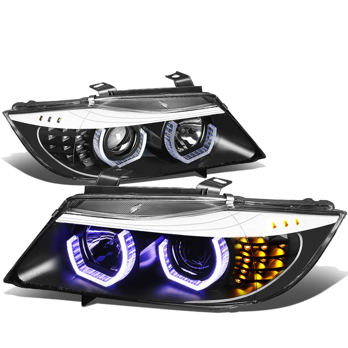 LED DRL U-Halo Projector Headlights<br>06-08 BMW 323i 328i/Xi 335Xi, 2006 325Xi 330i/Xi