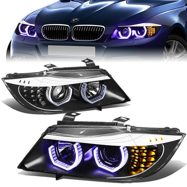 LED DRL U-Halo Projector Headlights<br>06-08 BMW 323i 328i/Xi 335Xi, 2006 325Xi 330i/Xi