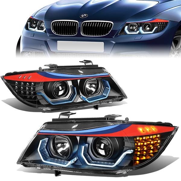 LED DRL U-Halo Projector Headlights<br>06-08 BMW 323i 328i/Xi 335Xi, 2006 325Xi 330i/Xi