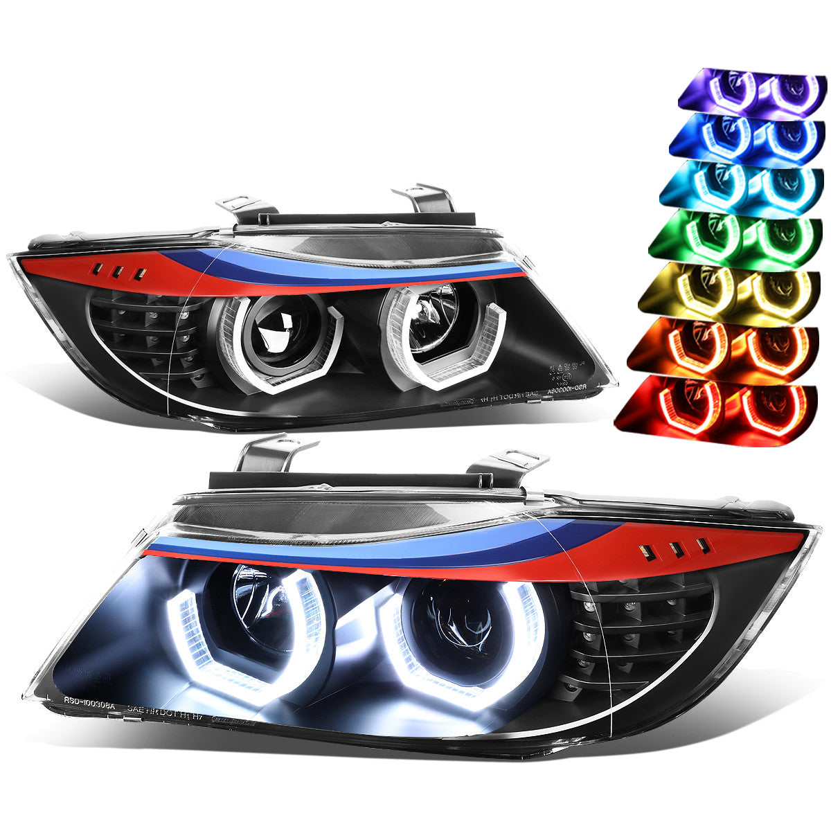 LED DRL U-Halo Projector Headlights<br>06-08 BMW 323i 328i/Xi 335Xi, 2006 325Xi 330i/Xi