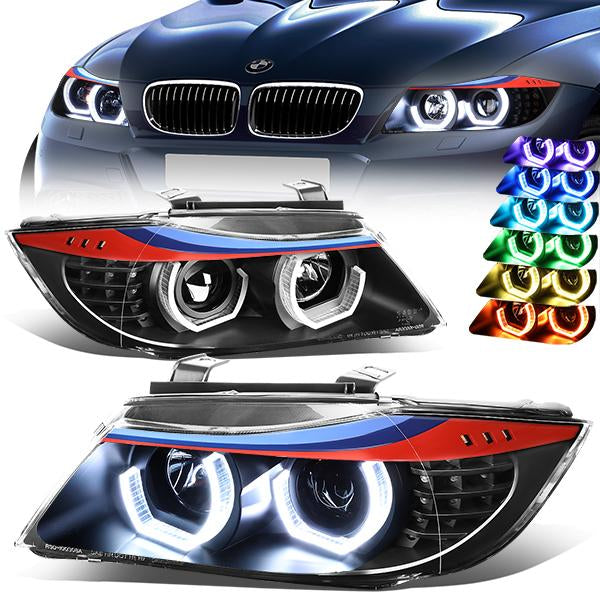 LED DRL U-Halo Projector Headlights<br>06-08 BMW 323i 328i/Xi 335Xi, 2006 325Xi 330i/Xi