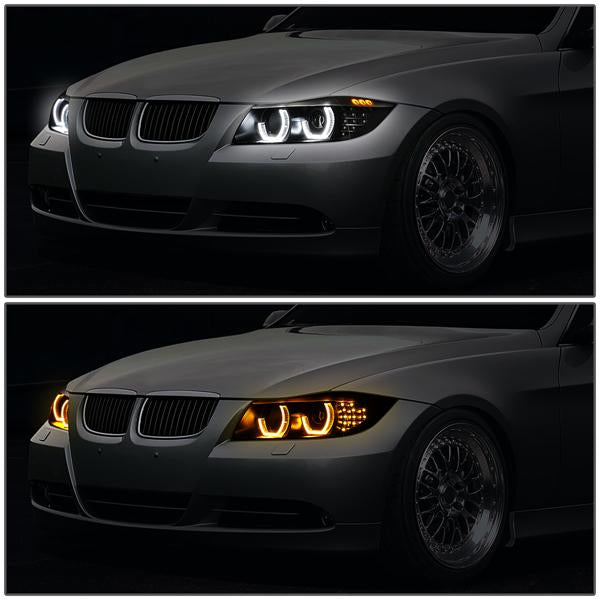 LED DRL U-Halo Sequential Switchback Projector Headlights<br>06-08 BMW 323i 328i/Xi 335Xi, 2006 325Xi 330i/Xi