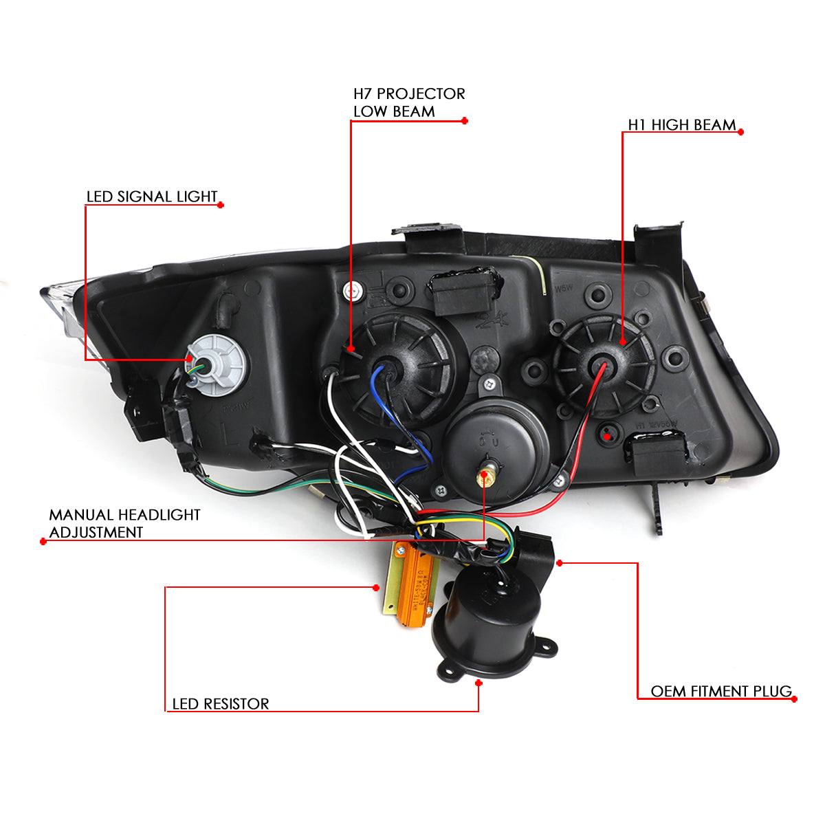 LED RDL U-Halo Projector Headlights<br>06-08 BMW 323i 328i/Xi 335Xi, 2006 325Xi 330i/Xi