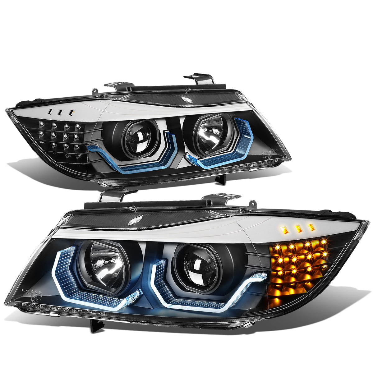 LED RDL U-Halo Projector Headlights<br>06-08 BMW 323i 328i/Xi 335Xi, 2006 325Xi 330i/Xi