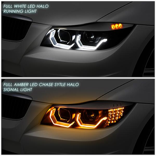 LED DRL Sequential Switchback Projector Headlights<br>06-08 BMW 323i 328i/Xi 335Xi, 2006 325Xi 330i/Xi