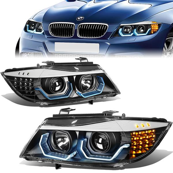 LED RDL U-Halo Projector Headlights<br>06-08 BMW 323i 328i/Xi 335Xi, 2006 325Xi 330i/Xi