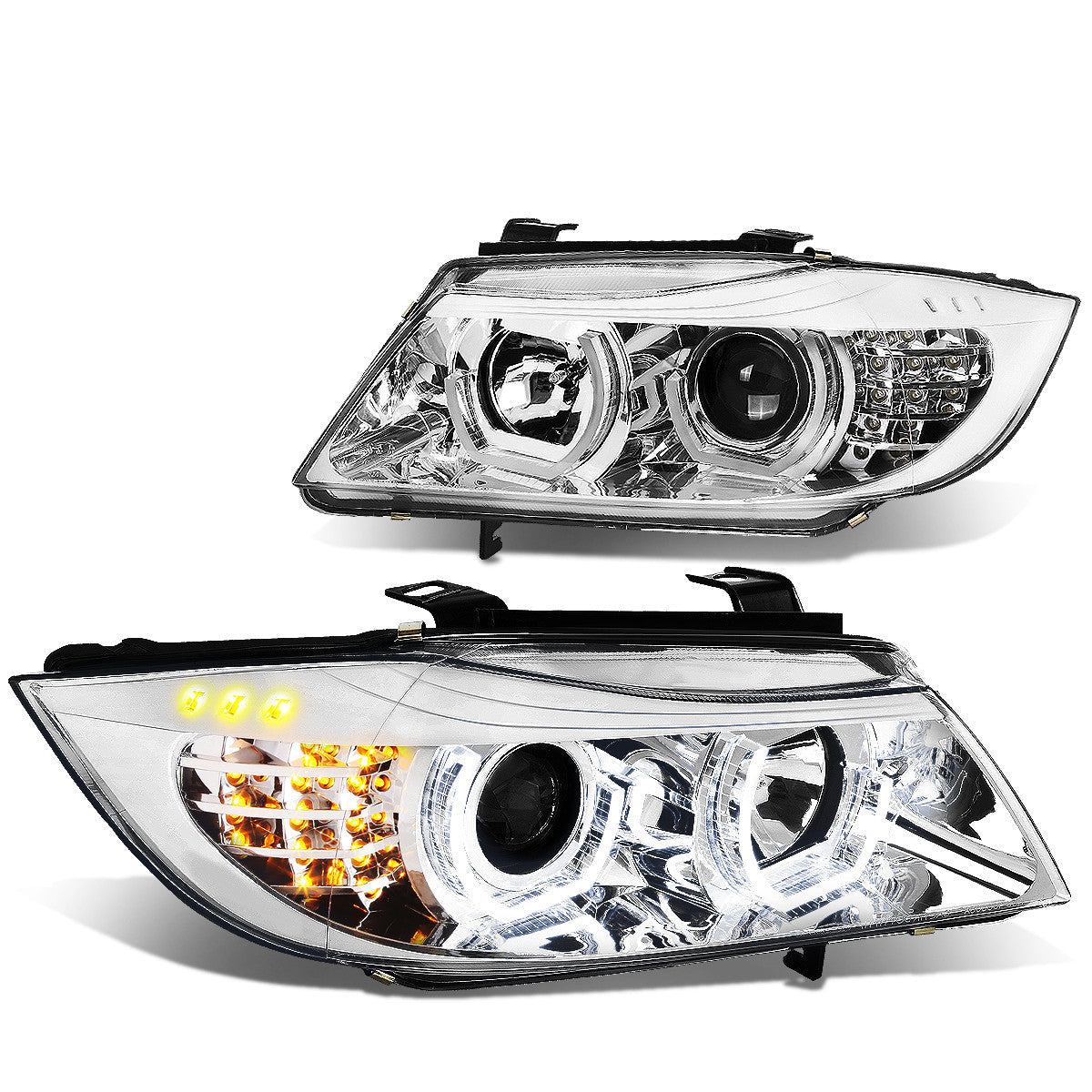 LED DRL U-Halo Projector Headlights<br>06-08 BMW 323i 328i/Xi 335Xi, 2006 325Xi 330i/Xi