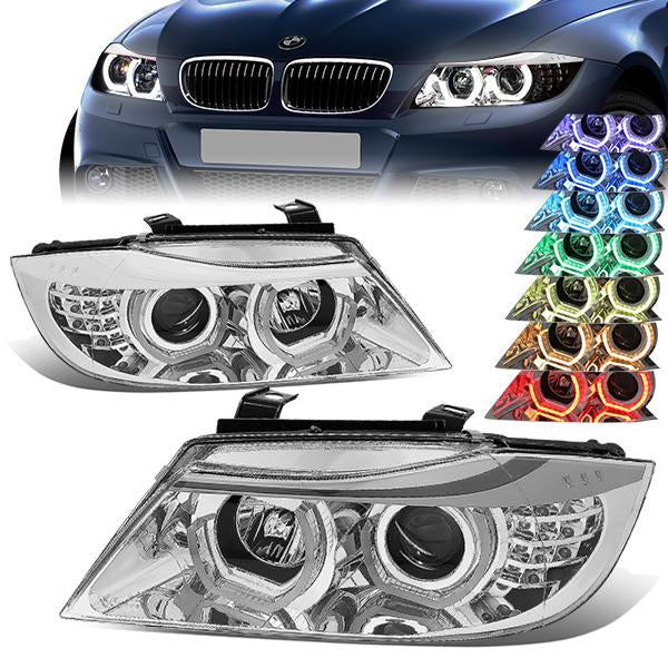 LED DRL U-Halo Projector Headlights<br>06-08 BMW 323i 328i/Xi 335Xi, 2006 325Xi 330i/Xi