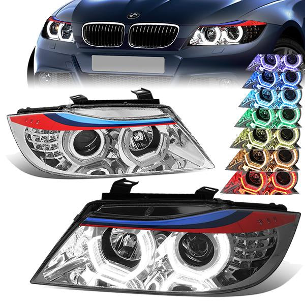 LED DRL U-Halo Projector Headlights<br>06-08 BMW 323i 328i/Xi 335Xi, 2006 325Xi 330i/Xi