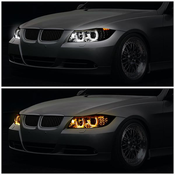 LED DRL U-Halo Sequential Switchback Projector Headlights<br>06-08 BMW 323i 328i/Xi 335Xi, 2006 325Xi 330i/Xi