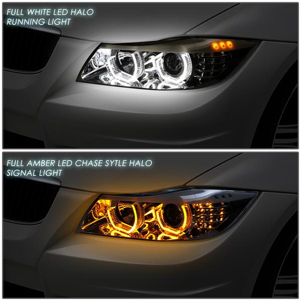 LED DRL U-Halo Sequential Switchback Projector Headlights<br>06-08 BMW 323i 328i/Xi 335Xi, 2006 325Xi 330i/Xi