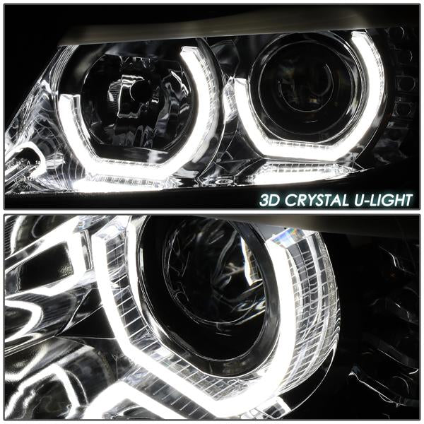 LED DRL U-Halo Sequential Switchback Projector Headlights<br>06-08 BMW 323i 328i/Xi 335Xi, 2006 325Xi 330i/Xi