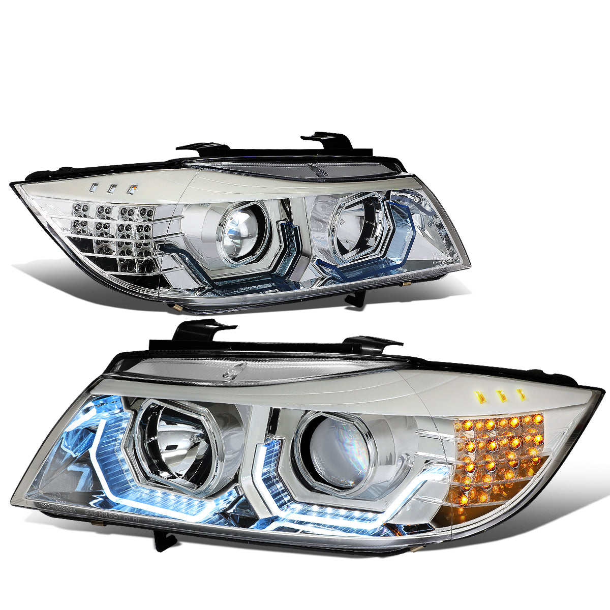 LED DRL U-Halo Projector Headlights<br>06-08 BMW 323i 328i/Xi 335Xi, 2006 325Xi 330i/Xi