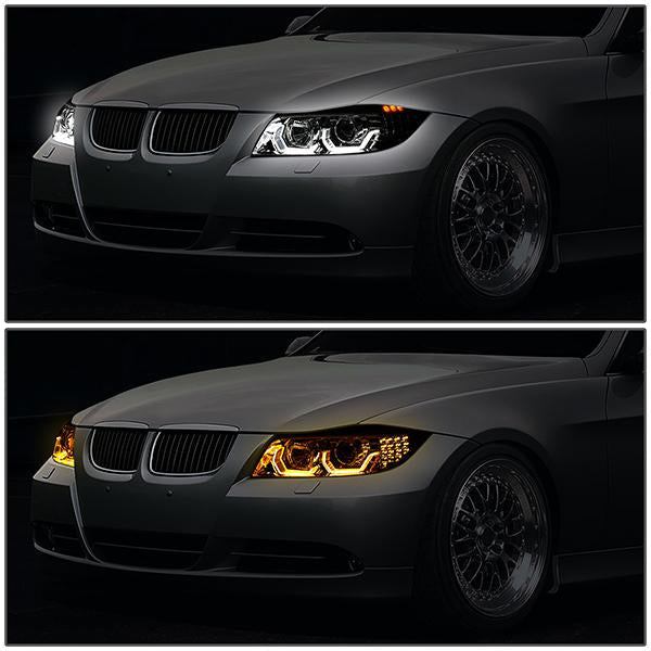 LED DRL U-Halo Sequential Switchback Projector Headlights<br>09-12 BMW 328i 335i 335d 323i, 2012 320i