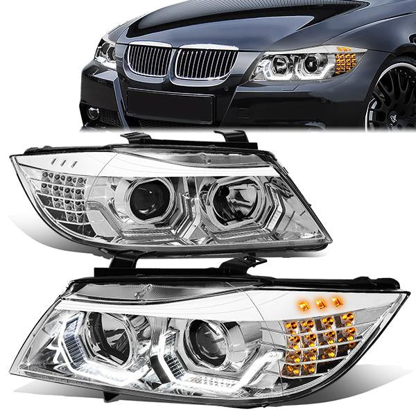 LED DRL U-Halo Sequential Switchback Projector Headlights<br>09-12 BMW 328i 335i 335d 323i, 2012 320i