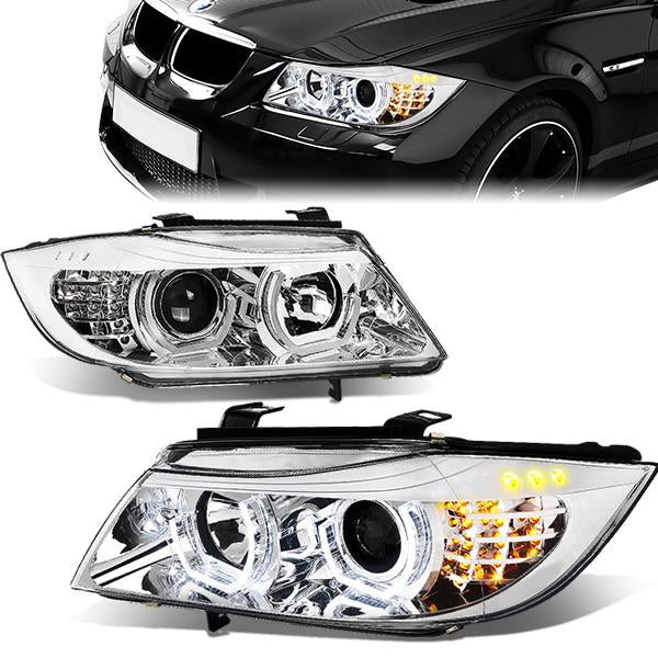 LED DRL U-Halo Projector Headlights<br>06-08 BMW 323i 328i/Xi 335Xi, 2006 325Xi 330i/Xi