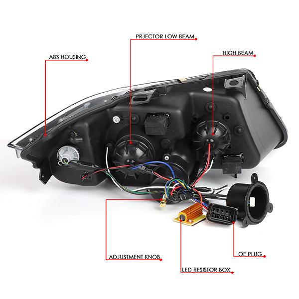 LED DRL U-Halo Sequential Switchback Projector Headlights<br>06-08 BMW 323i 328i/Xi 335Xi, 2006 325Xi 330i/Xi