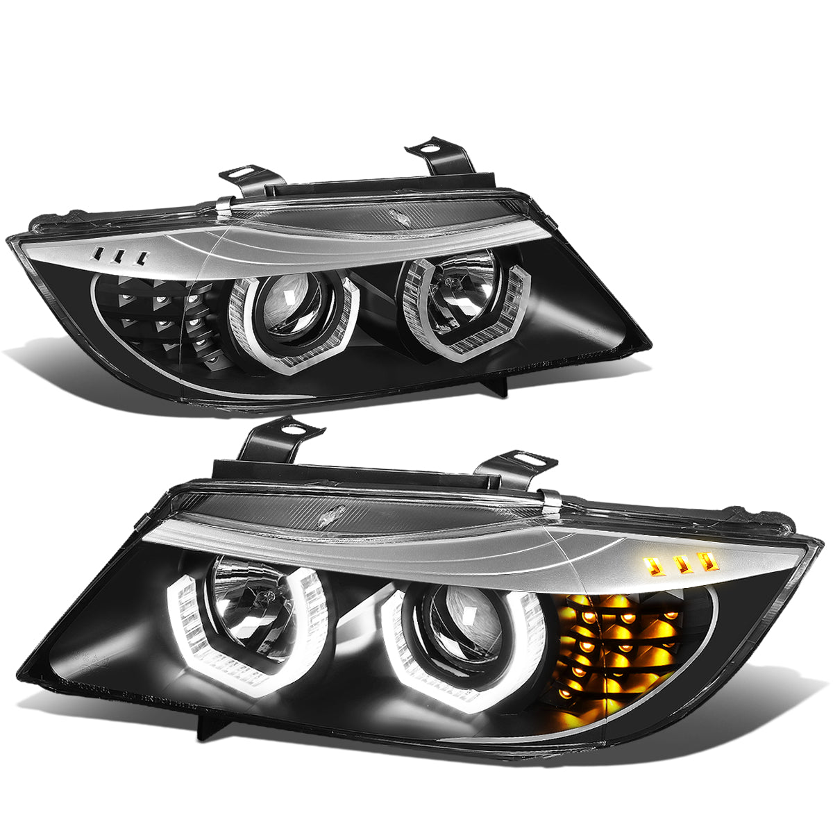 LED DRL U-Halo Sequential Switchback Projector Headlights<br>06-08 BMW 323i 328i/Xi 335Xi, 2006 325Xi 330i/Xi