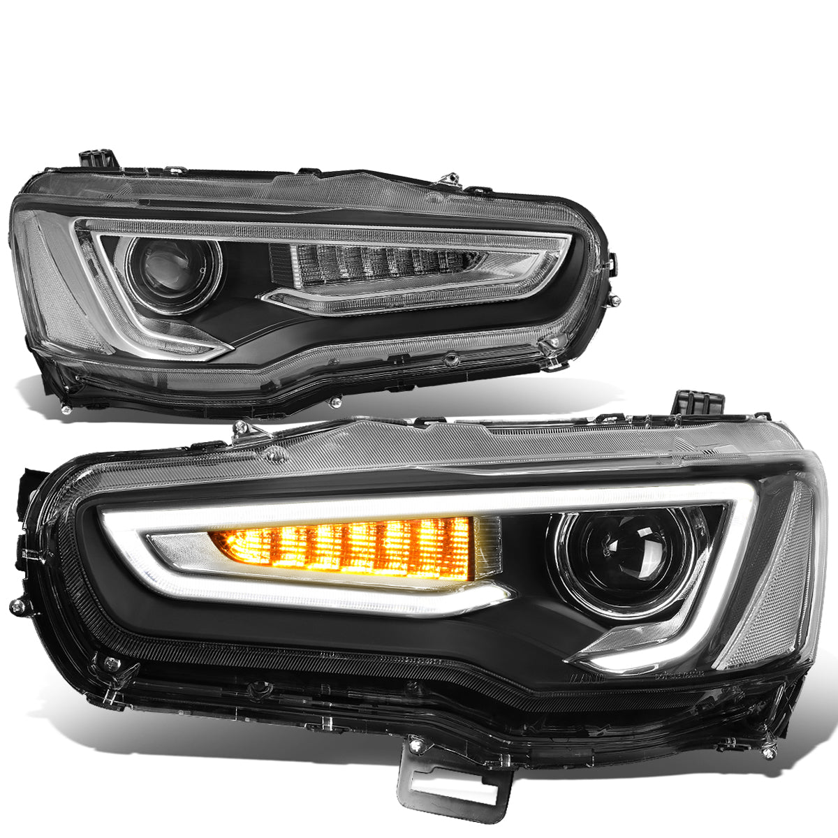 LED DRL Sequential Projector Headlights<br>08-17 Mitsubishi Lancer & EVO X