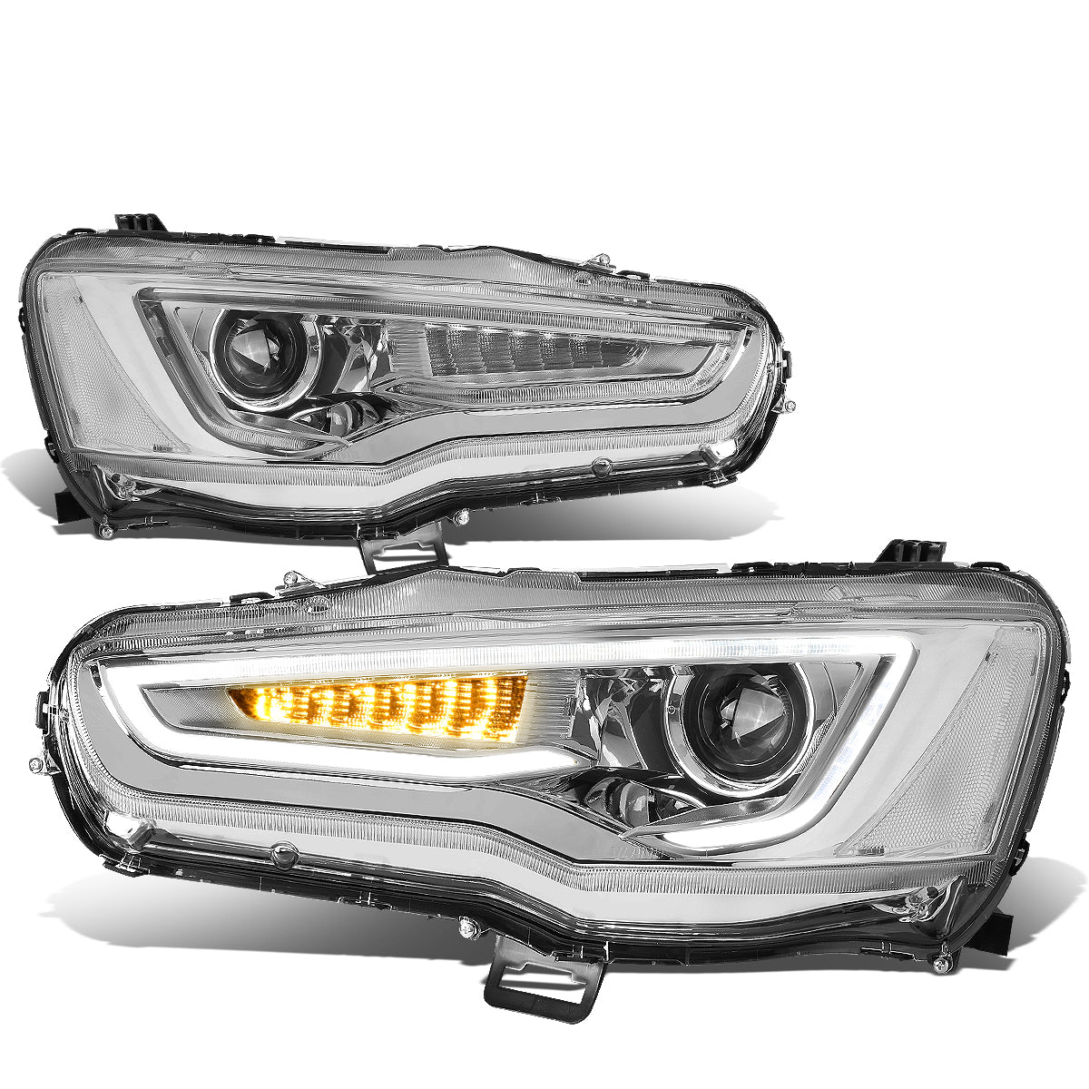 LED DRL Sequential Projector Headlights<br>08-17 Mitsubishi Lancer & EVO X