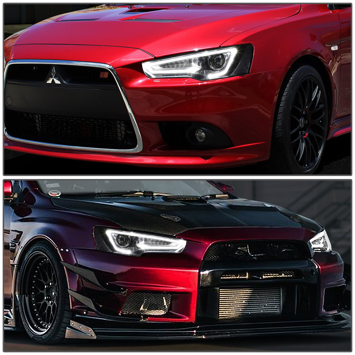 LED DRL Sequential Projector Headlights<br>08-17 Mitsubishi Lancer & EVO X