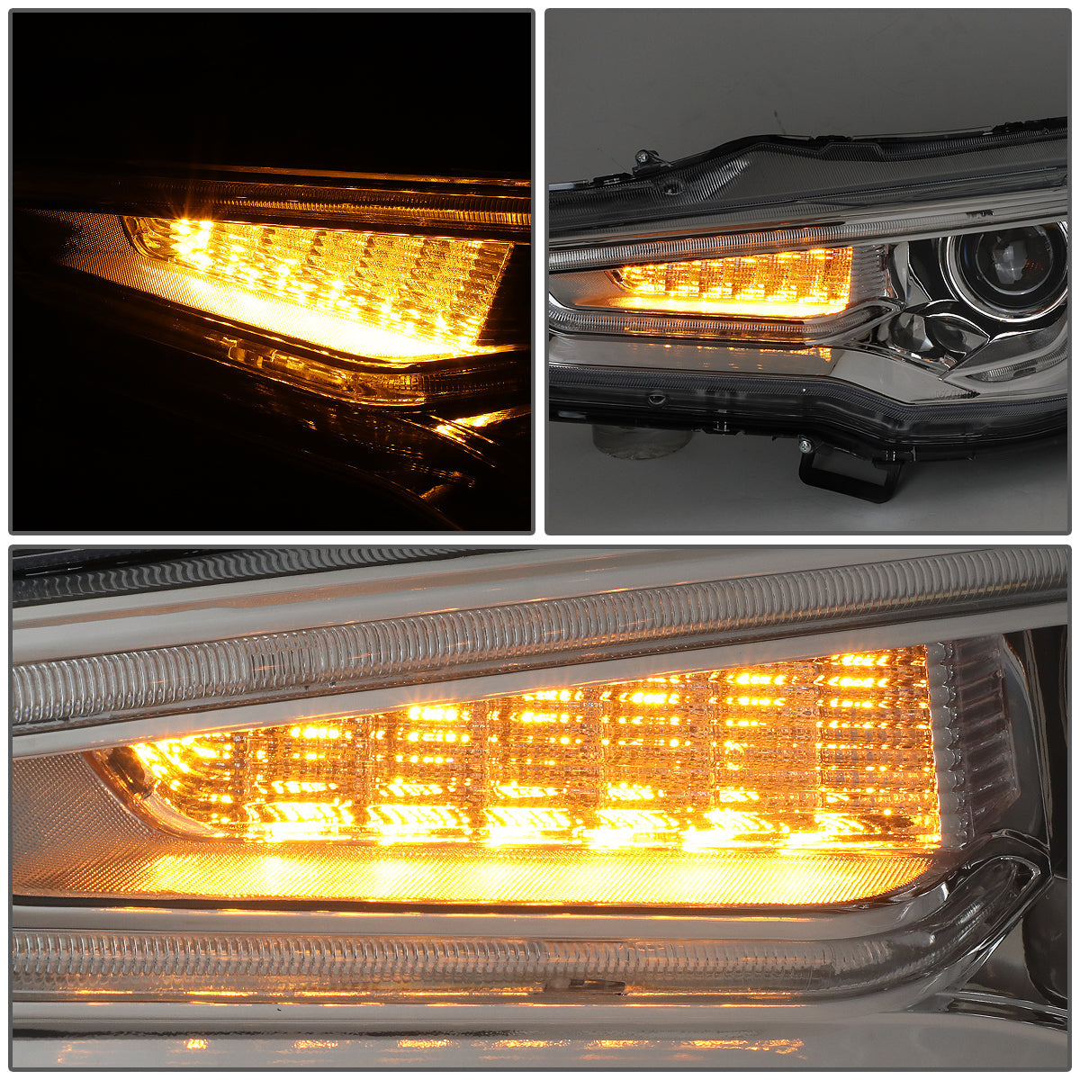 LED DRL Sequential Projector Headlights<br>08-17 Mitsubishi Lancer & EVO X